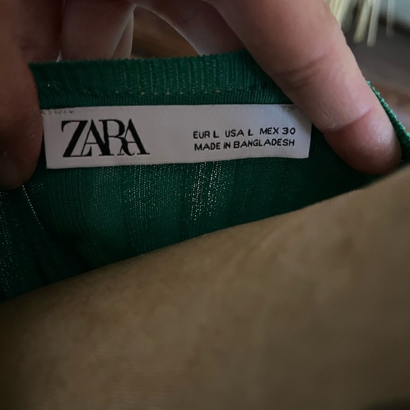 Zara green sleeveless ruffle sleeve stretchy pullover top - Picture 5 of 5